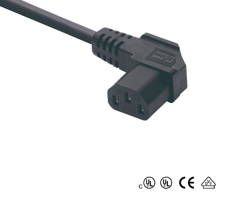 ST3W IEC Connector 90-Degree Angled Female Socket C13 Complying With US, Chinese, and German Standards