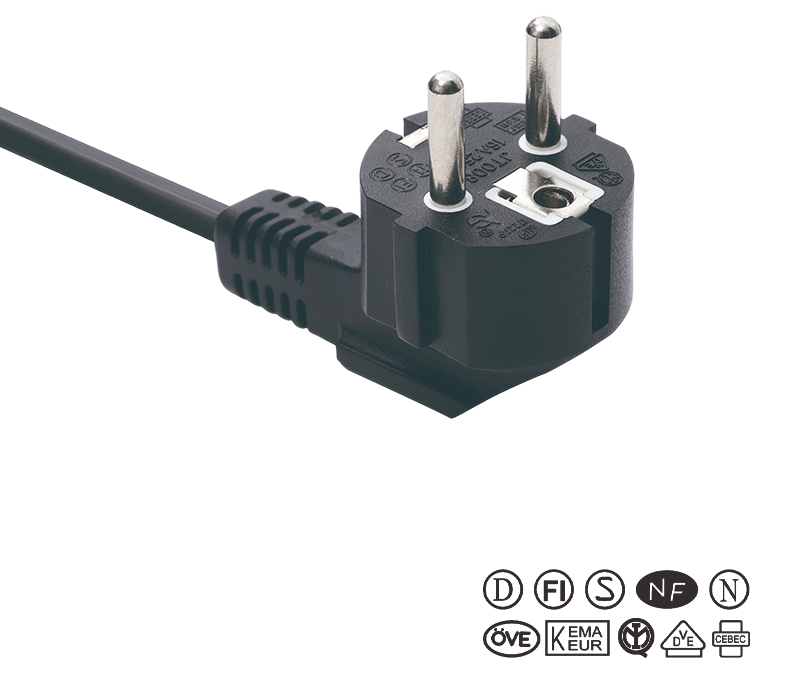 JT008/FY003 16A 250V European Standard Three-Pin 90-Degree Elbow Plug