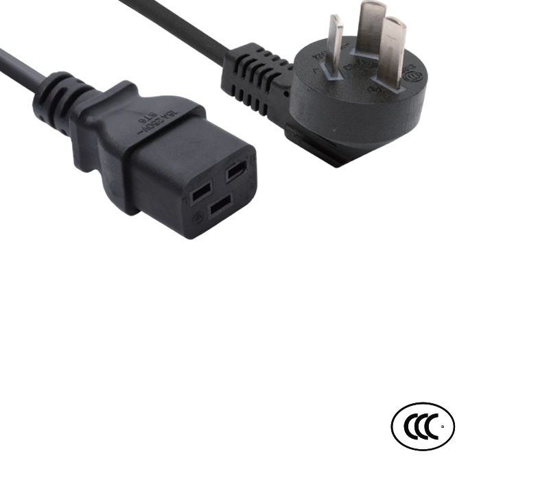 C3-16+ST6 16A 250V China Standard High-Current 90-Degree Elbow Plug with IEC Connector C19