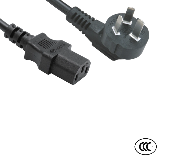 C3-10+JT-ST3 10A 250V Three-pin China Standard 90-Degree Elbow Plug with IEC C13 Connector