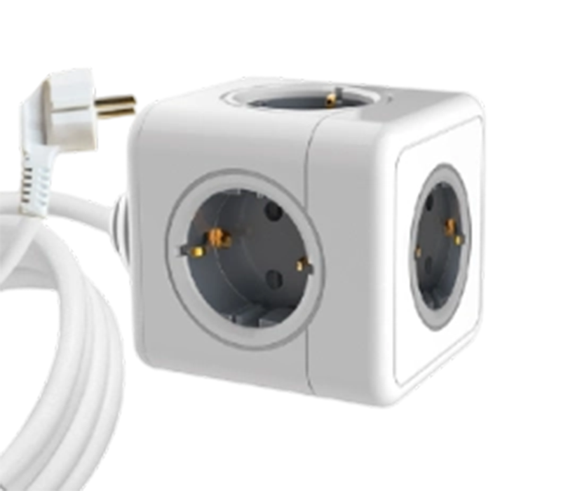 E03 Wired Cube Power Strip With 5 European-Style Outlets