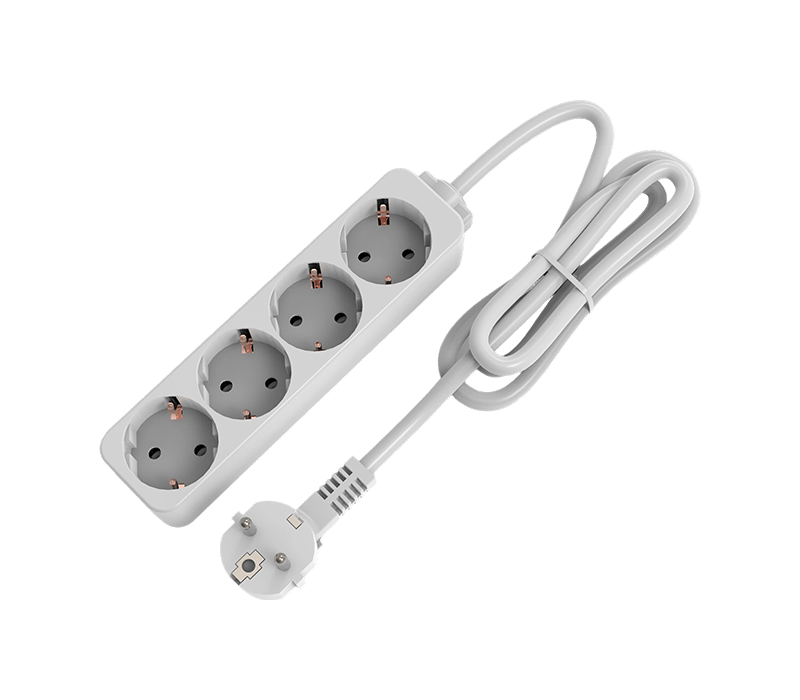 E09-4 European-Style Power Strip With Four Outlets