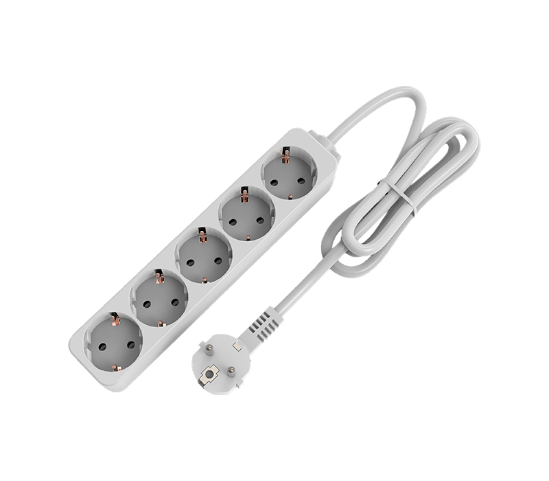 E09-5 European-Style Power Strip with Five Outlets