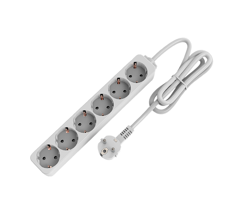 E09-6 European-Style Power Strip with Six Outlets